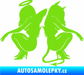 Samolepka Čertice 007 pravá s andělem zelená kawasaki