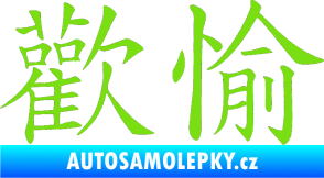 Samolepka Čínský znak Pleasure zelená kawasaki