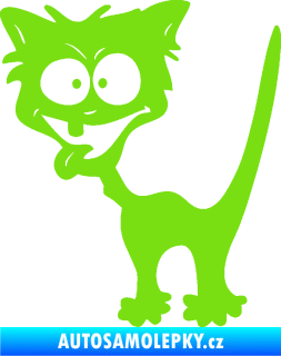Samolepka Crazy cat levá bláznivá kočka zelená kawasaki