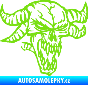 Samolepka Démon 002 pravá lebka dvojité rohy zelená kawasaki