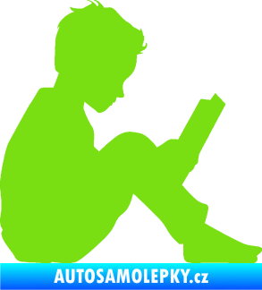 Samolepka Děti silueta 002 pravá chlapec s knížkou zelená kawasaki