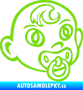 Samolepka Dítě v autě 005 pravá miminko s dudlíkem hlavička zelená kawasaki