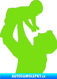 Samolepka Dítě v autě 026 levá miminko v náruči zelená kawasaki
