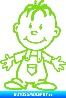 Samolepka Dítě v autě 028 levá chlapec zelená kawasaki