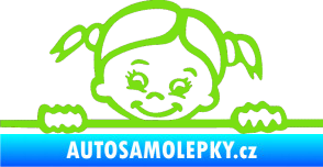 Samolepka Dítě v autě 030 levá malá slečna hlavička zelená kawasaki