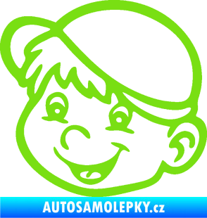 Samolepka Dítě v autě 038 levá kluk hlavička zelená kawasaki