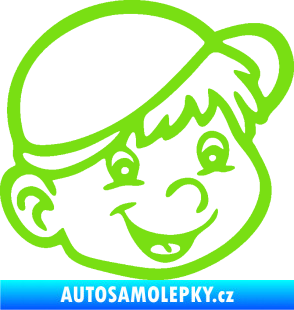 Samolepka Dítě v autě 038 pravá kluk hlavička zelená kawasaki