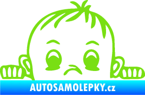 Samolepka Dítě v autě 045 pravá chlapeček hlavička zelená kawasaki