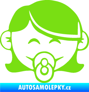 Samolepka Dítě v autě 047 pravá holčička s dudlíkem zelená kawasaki