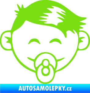 Samolepka Dítě v autě 049 pravá kluk s dudlíkem zelená kawasaki