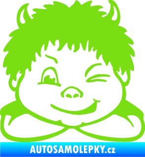 Samolepka Dítě v autě 055 levá kluk čertík zelená kawasaki