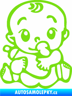 Samolepka Dítě v autě 069 levá mimčo s lahvičkou zelená kawasaki