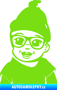 Samolepka Dítě v autě 080 levá chlapeček zelená kawasaki