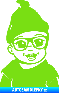 Samolepka Dítě v autě 080 pravá chlapeček zelená kawasaki