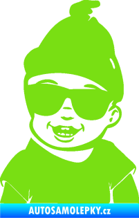Samolepka Dítě v autě 081 levá chlapeček v brýlích zelená kawasaki