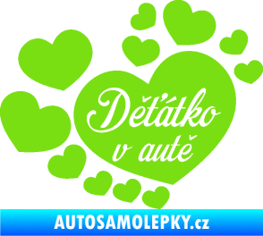Samolepka Dítě v autě 092 nápis děťátko v autě se srdíčky zelená kawasaki