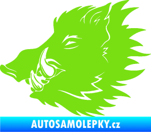 Samolepka Divoké prase 001 levá kanec hlava zelená kawasaki