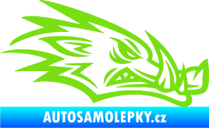 Samolepka Divoké prase 002 pravá kanec hlava zelená kawasaki