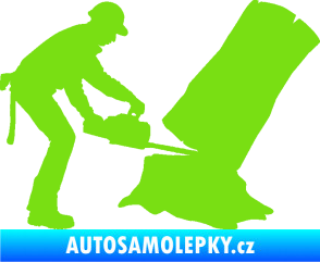 Samolepka Dřevorubec 003 pravá pila zelená kawasaki