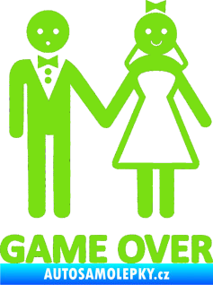 Samolepka Game over varianta svatba zelená kawasaki