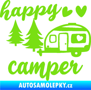 Samolepka Happy camper levá cestování zelená kawasaki