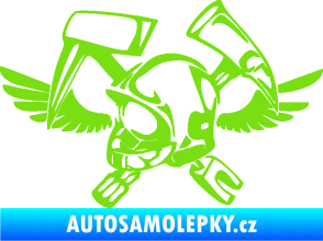 Samolepka Hasič 011 levá helma zelená kawasaki