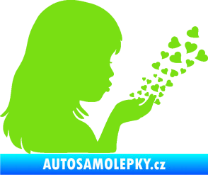 Samolepka Holčička se srdíčky pravá zelená kawasaki