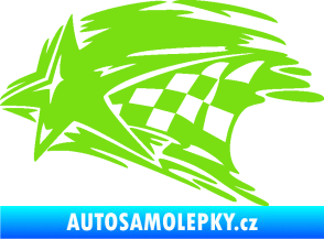 Samolepka Hvězda se šachovnicí levá zelená kawasaki