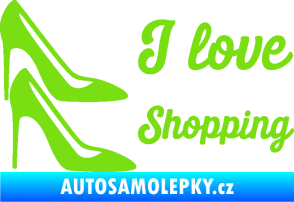 Samolepka I love shopping nápis  zelená kawasaki