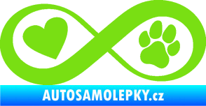 Samolepka Infinity 002 srdce a tlapka levá zelená kawasaki