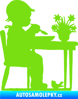 Samolepka Interiér 001 levá dítě u stolečku zelená kawasaki