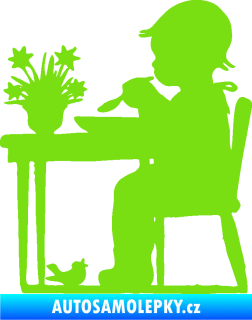 Samolepka Interiér 001 pravá dítě u stolečku zelená kawasaki