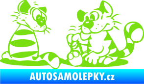 Samolepka Interiér 010 pravá kočičky zelená kawasaki