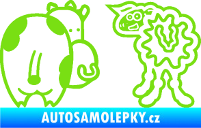 Samolepka JDM kravička a ovečka 001 levá zelená kawasaki