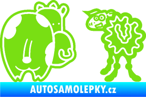 Samolepka JDM kravička a ovečka 002 levá zelená kawasaki
