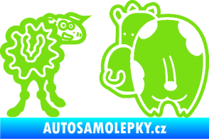 Samolepka JDM kravička a ovečka 002 pravá zelená kawasaki