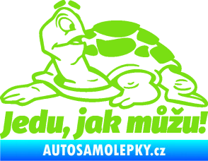 Samolepka Jedu, jak můžu! 001 levá nápis se želvou zelená kawasaki