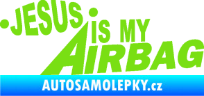 Samolepka Jesus is my airbag nápis zelená kawasaki