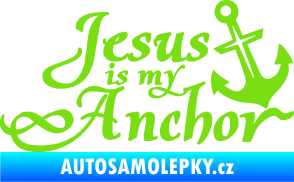 Samolepka Jesus is my anchor zelená kawasaki