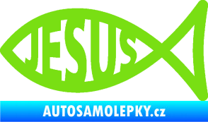 Samolepka Jesus rybička 003 křesťanský symbol zelená kawasaki
