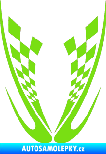 Samolepka Kapota 005 šachovnice zelená kawasaki