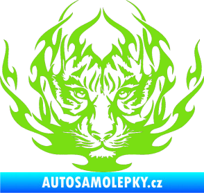 Samolepka Kapota 033 tygr v plamenech zelená kawasaki