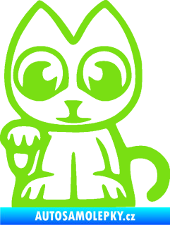 Samolepka Kočička lucky cat JDM levá zelená kawasaki