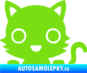 Samolepka Kočka 014 pravá kočka v autě zelená kawasaki