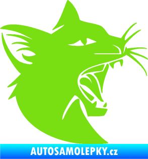Samolepka Kočka 029  pravá rozzuřená zelená kawasaki