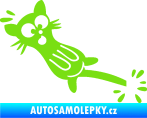 Samolepka Kočka přivřená do dveří levá zelená kawasaki