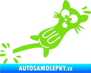 Samolepka Kočka přivřená do dveří pravá zelená kawasaki