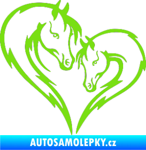 Samolepka Koníci 002 - levá srdíčko kůň s hříbátkem zelená kawasaki