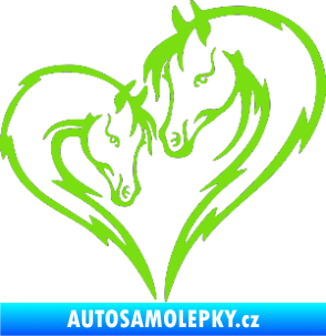Samolepka Koníci 002 - pravá srdíčko kůň s hříbátkem zelená kawasaki