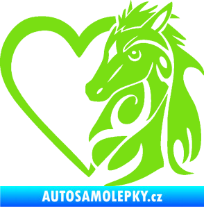 Samolepka Koník love 001 pravá hříbátko v srdíčku zelená kawasaki